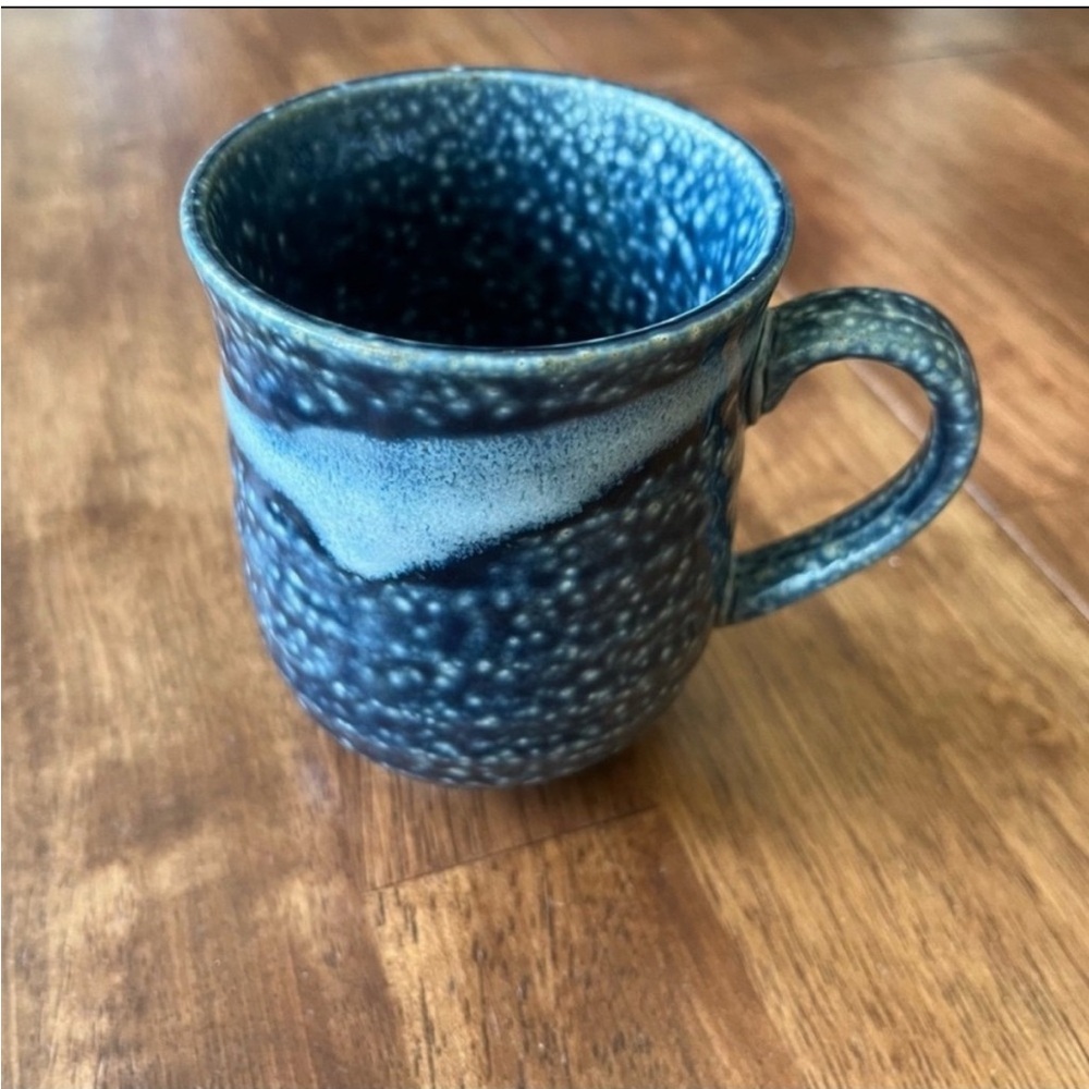 Rustic Blue Pottery Mug 9 Ounces Farmhouse Cottagecore